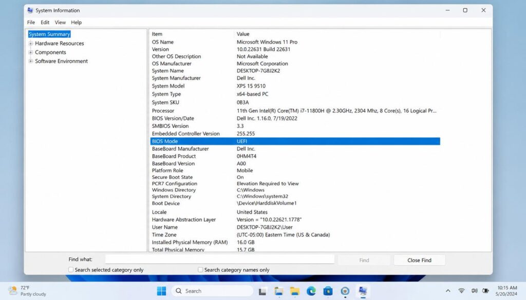 How to check BIOS mode UEFI in Windows 11 before Ubuntu installation