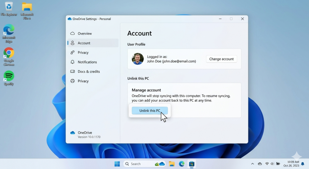 Disable OneDrive without deleting files in Windows 11