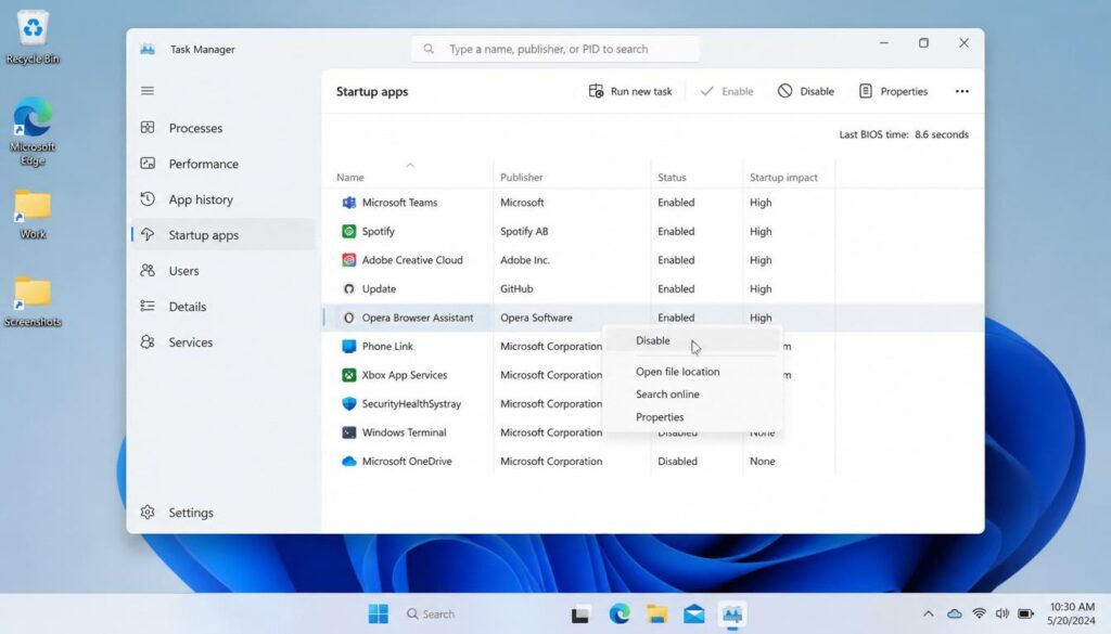 Disable startup apps to speed up Windows 11