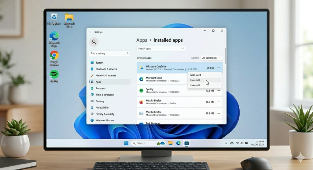 How to uninstall OneDrive from Windows 11 settings