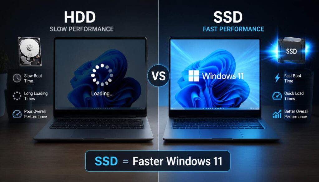 SSD vs HDD speed comparison for Windows 11
