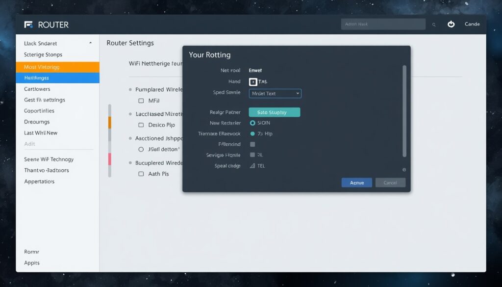 Wireless settings page inside router dashboard