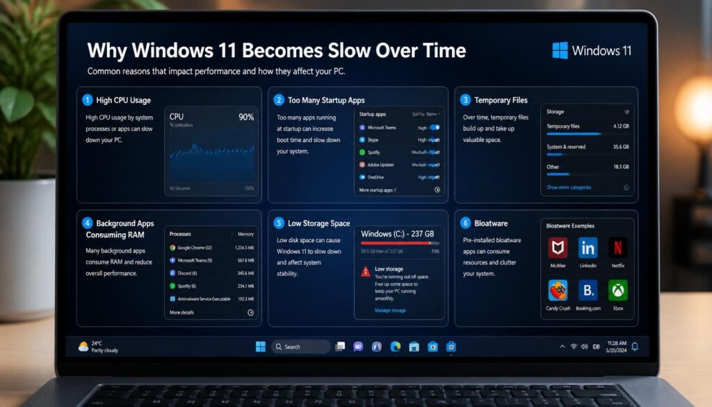 Common reasons why Windows 11 laptop is running slow
