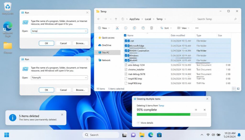 How to delete temporary files in Windows 11 using temp command
