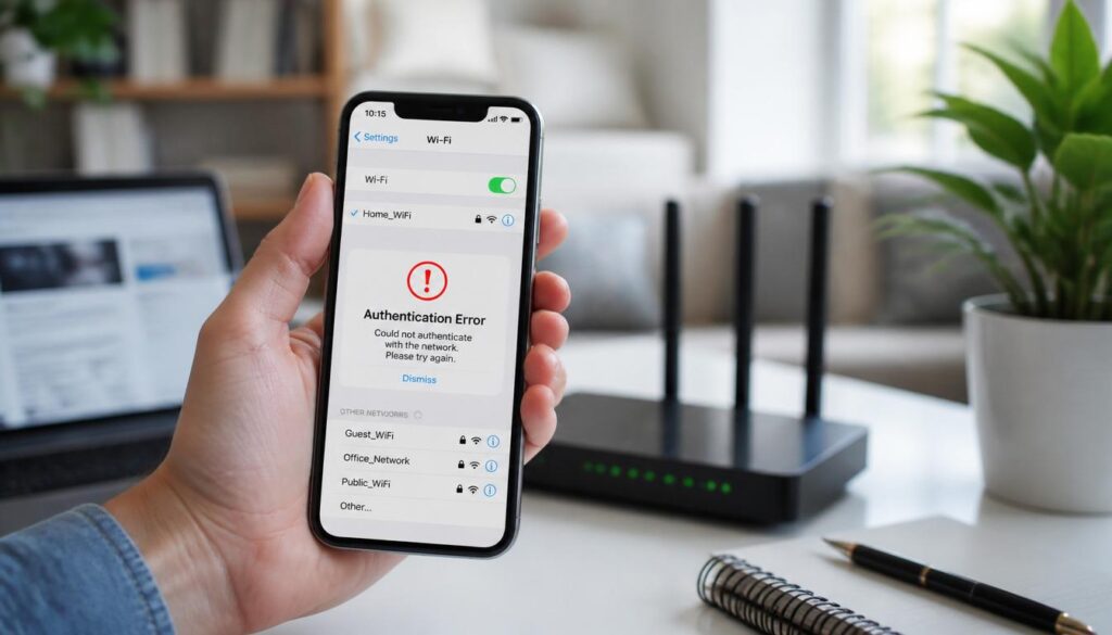 Authentication issue WiFi error on smartphone with router troubleshooting guide