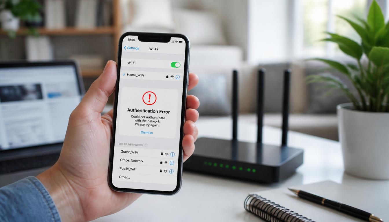 Authentication issue WiFi error on smartphone with router troubleshooting guide