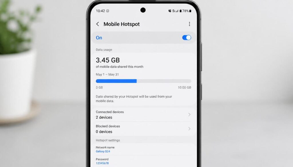 Checking hotspot data usage on an Android phone