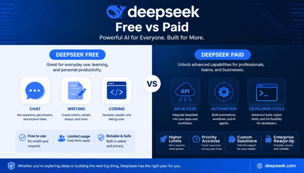 deepseek free vs paid features comparison
