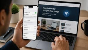 Person checking how much hotspot data is left on a smartphone