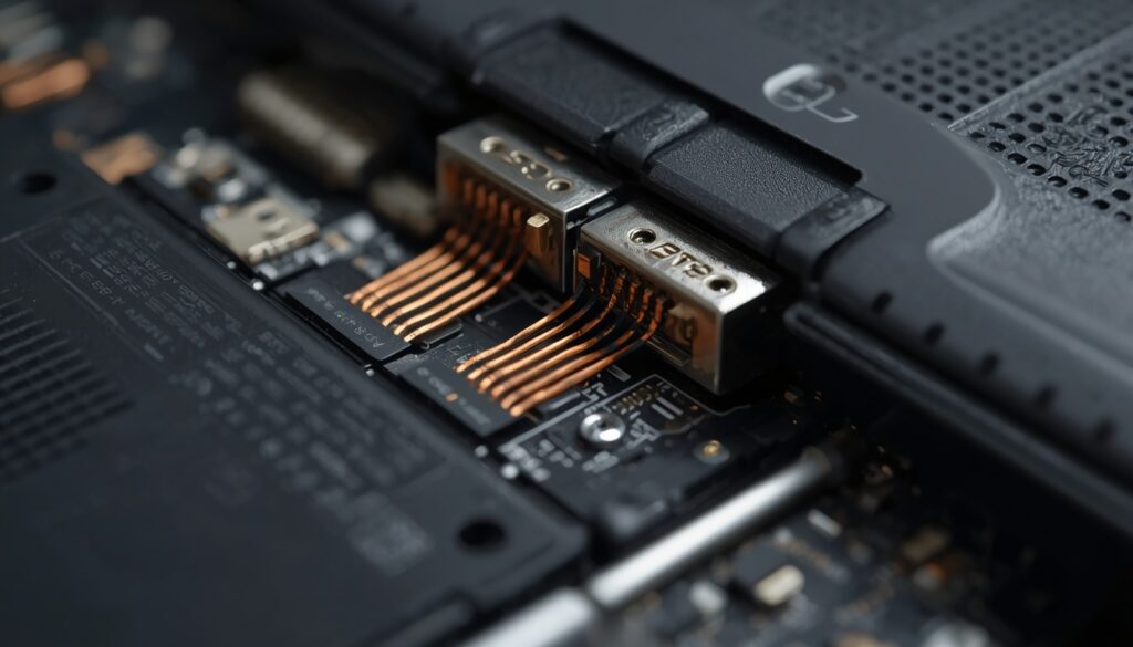 Internal eDP video display cable inside a laptop hinge mechanism
