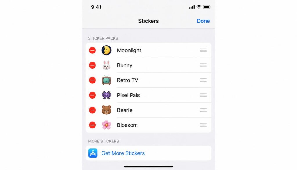 remove iMessage sticker pack from iPhone edit mode