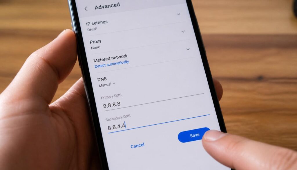 Changing DNS settings on phone to fix wifi connected no internet
