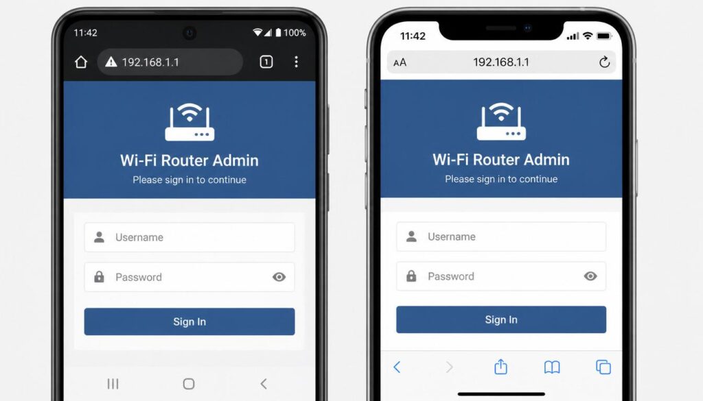 How To Change WiFi Password on Router
Android and iPhone side by side showing router admin login in mobile browser