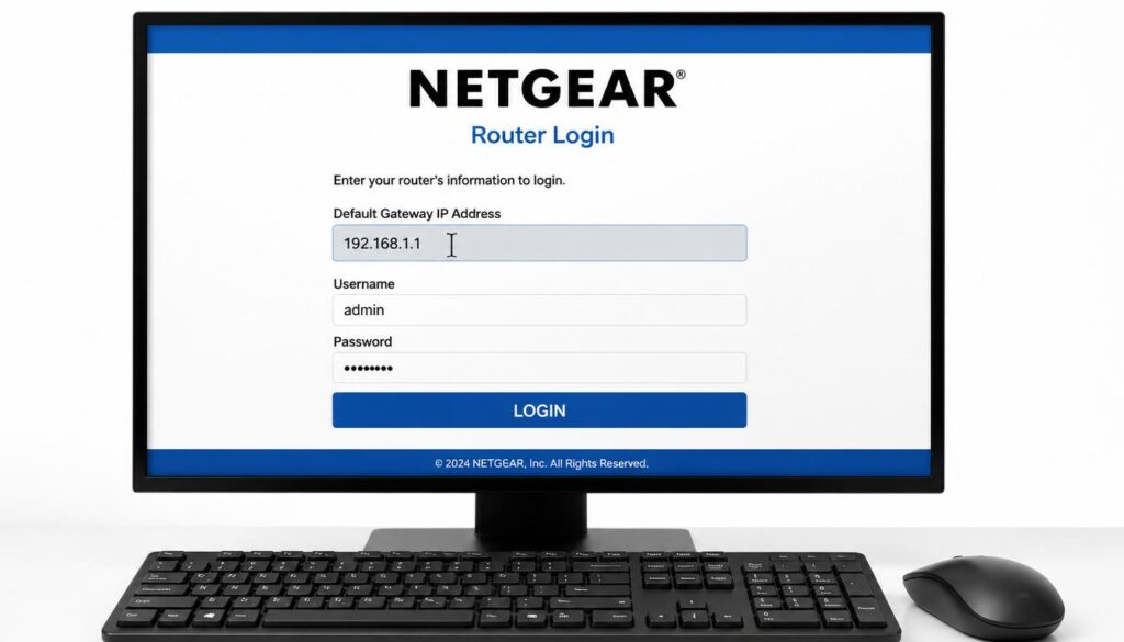 Router login screen showing default gateway IP address entry