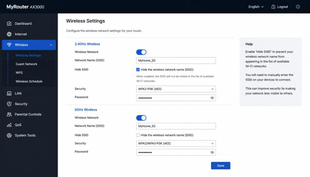 How to Make WiFi Detect All Networks
Router admin panel Hide SSID setting causing wireless network name not showing up