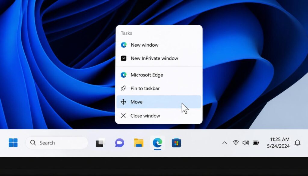 How to Move a Window That Is Off Screen using the taskbar shift right click trick.