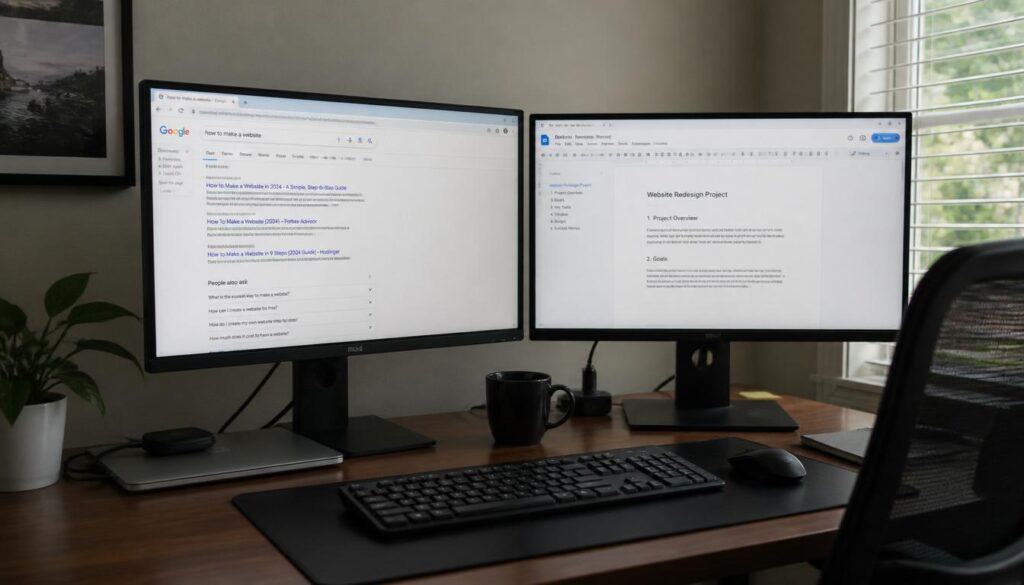 Switching windows between two monitors on a dual monitor desk setup