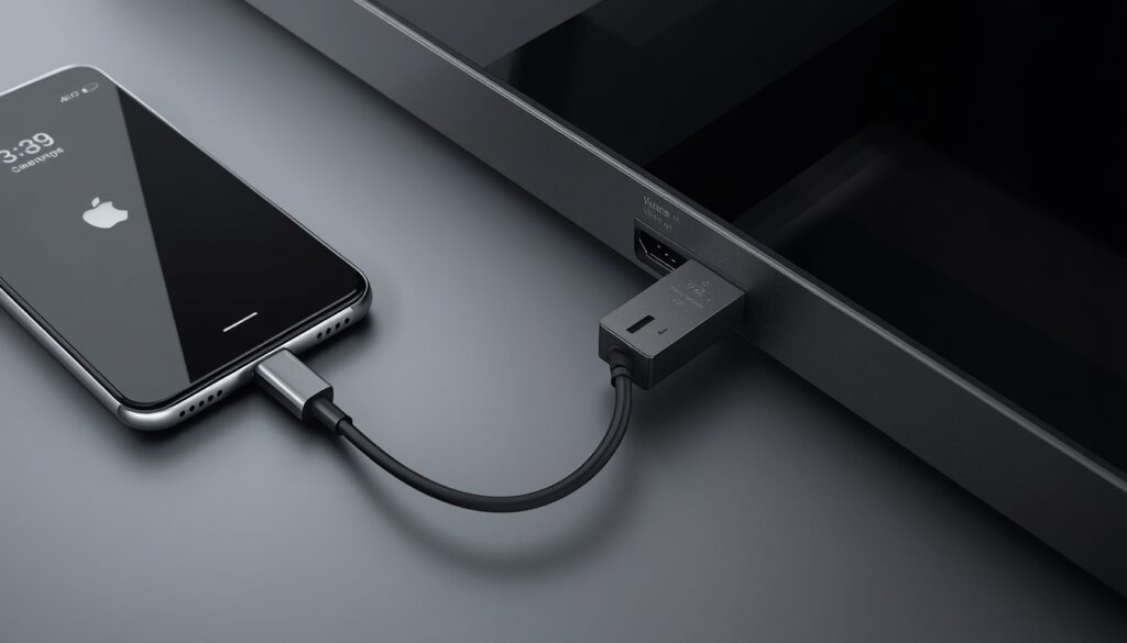 Can You Screen Mirror Without WiFi
USB Type C to HDMI adapter plugged into an Android phone for wired screen mirroring without WiFi