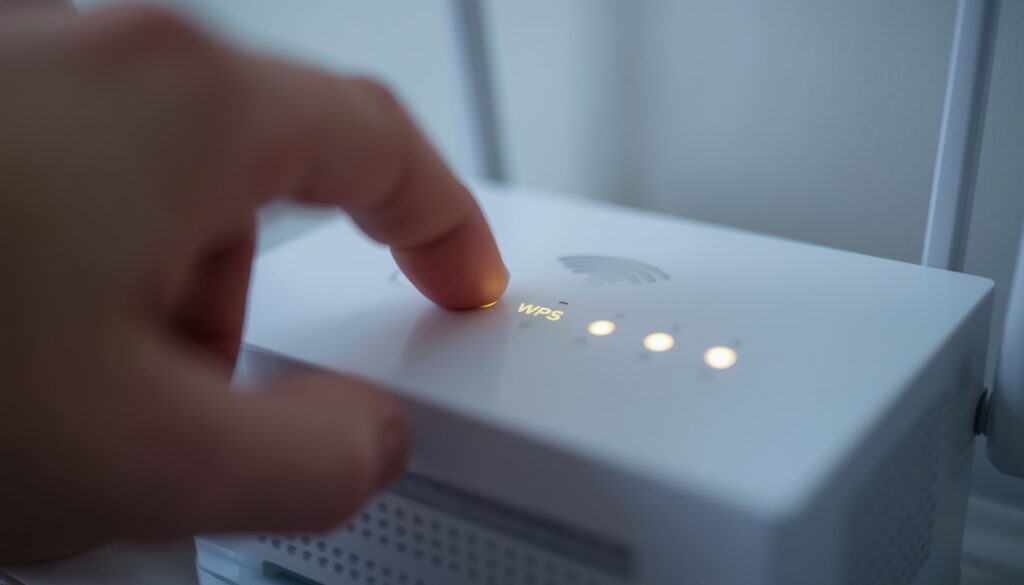 Pressing the WPS button to set up a WiFi extender
Placement: Inside the WPS setup section