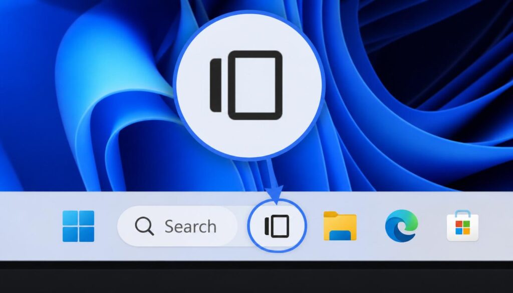 How to Switch Desktops in windows 11 task view icon on taskbar