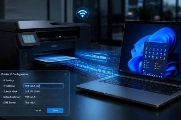 Step-by-step guide showing how to find printer IP address on Windows, Mac, HP, Epson, and router settings
