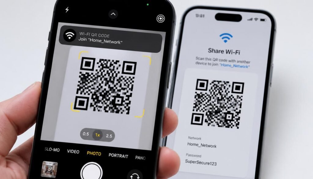 Scanning a WiFi QR code to join a hotspot without typing the password