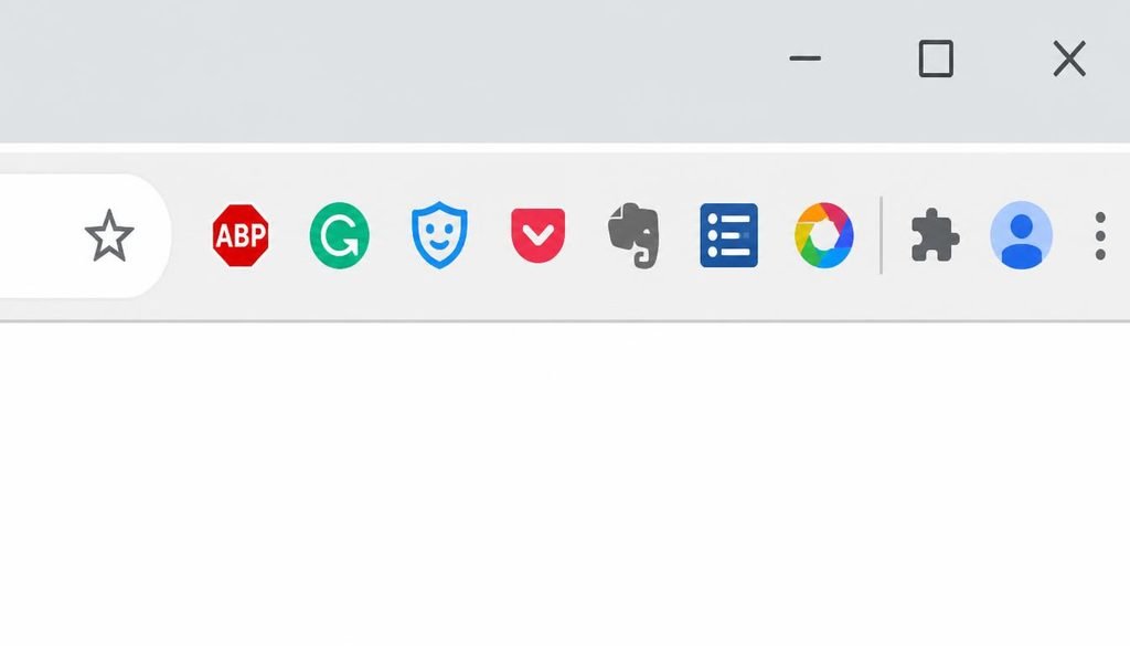 Chrome browser toolbar showing extension icons before removal