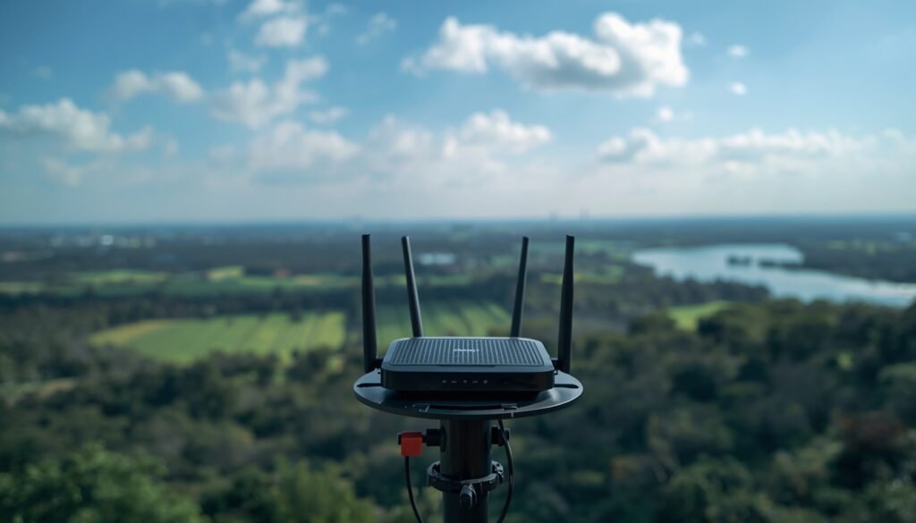 Router placed in a central, elevated, open location for better WiFi signal