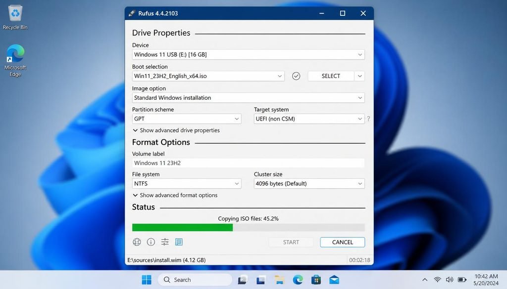 How to Get Windows on Chromebook
Rufus application screen configuring a bootable Windows USB